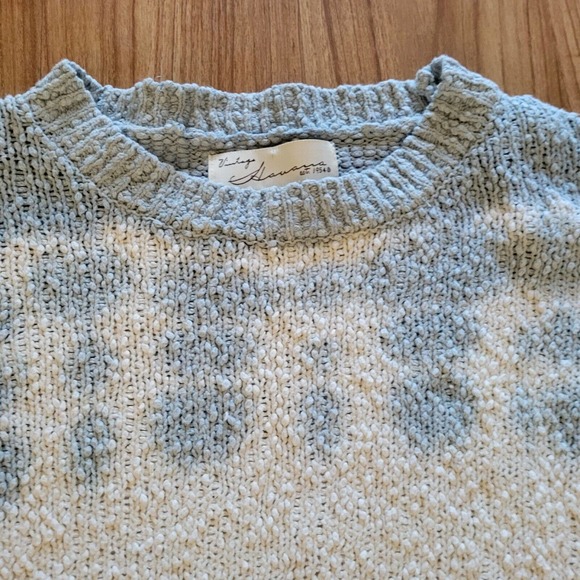 Vintage Havana Sweater Top Shirt Womens Large White Blue Tie Dye Texture Basic - Picture 3 of 10